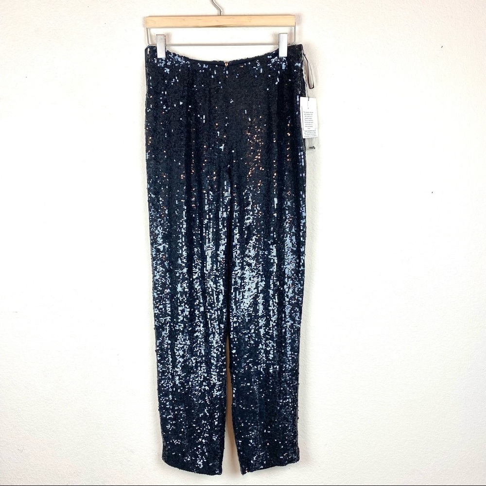 Chetta B for Neiman Marcus Black Sequin Silk Evening Pants petite